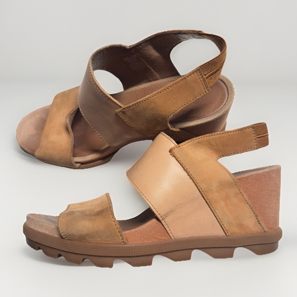 SOREL Joanie II Leather & Suede Slingback Wedge SandalsWomen's size 8.5 - Picture 1 of 7